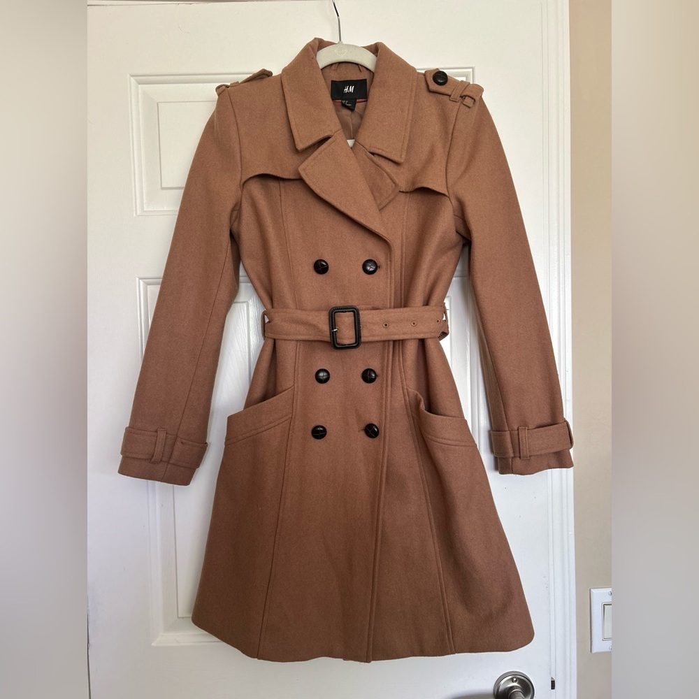 H&M Women's Brown Belted Trench Coat